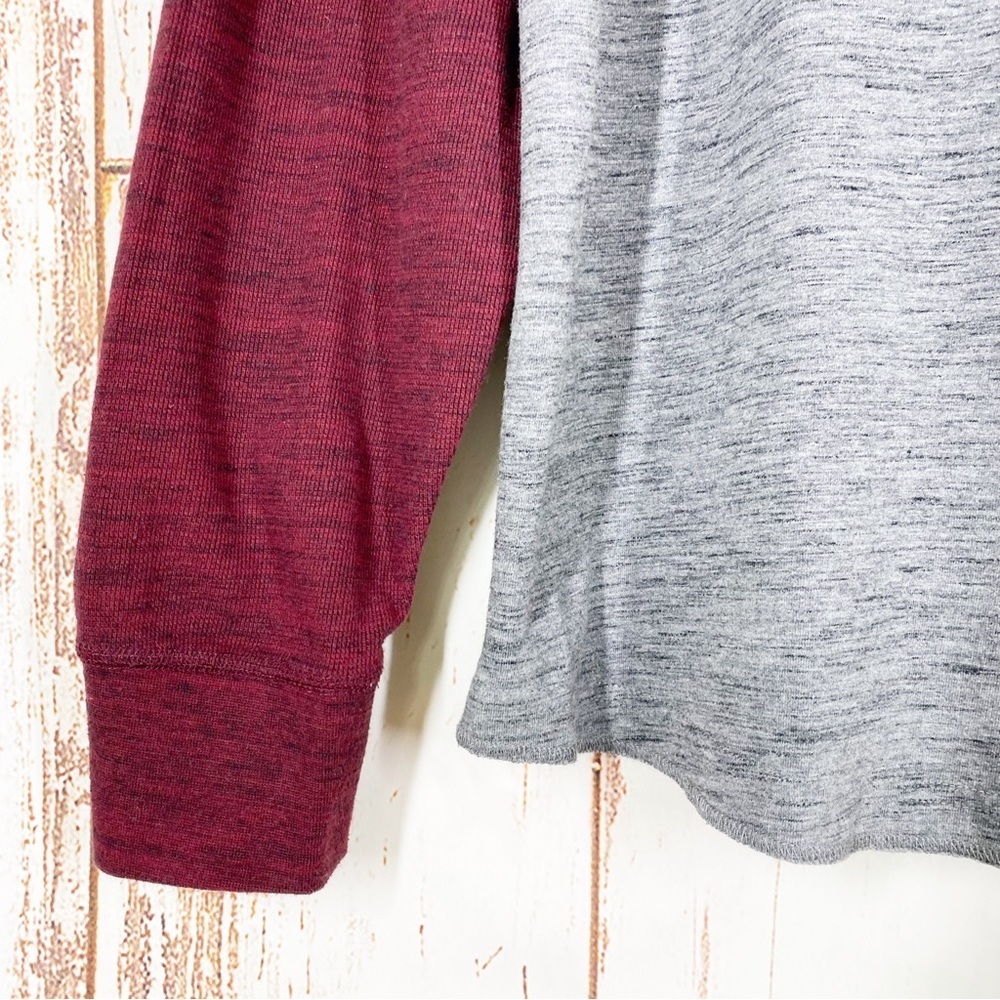 American Eagle Outfitters AEO Maroon Gray Crew Neck Raglan Long Sleeves M - Picture 4 of 10